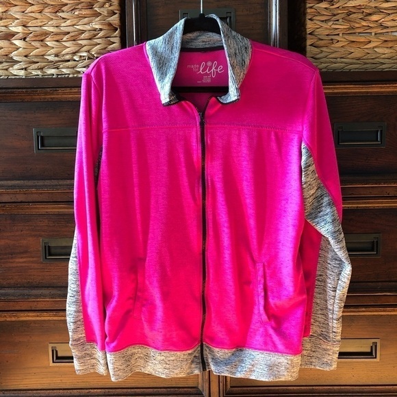 Made for Life pink & gray zip up alethic jacket in size L - Picture 1 of 5